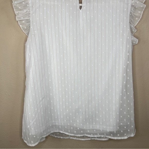 LARGE WHITE FRILLY BLOUSE RUFFLE ACCENT ACADEMIA A LOVE STORY - Picture 6 of 9